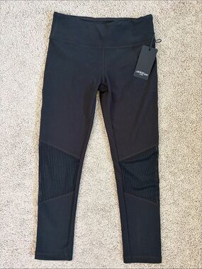 Lanston Sport Black Mesh-Panel Capri Leggings XS NWT Yoga Workout Revolve